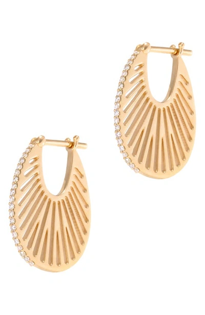 L'atelier Nawbar Flat Ray Diamond Hoop Earrings In 18ky Gold