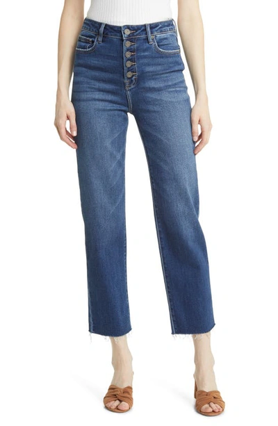 Hidden Jeans Tracey Exposed Button High Waist Ankle Straight Leg Jeans In Blue