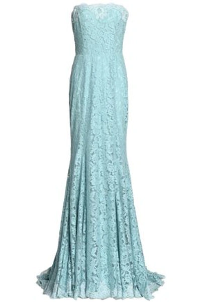 Dolce & Gabbana Woman Strapless Corded Lace Gown Turquoise