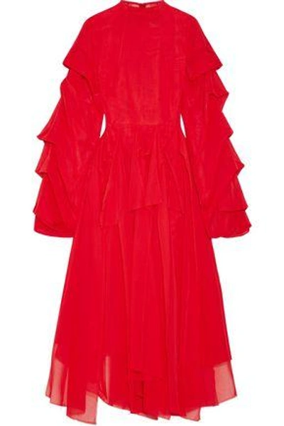 A.w.a.k.e. Woman Draped Cotton Midi Dress Red