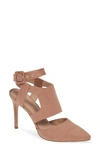 Bcbg Heather Pointy Toe Ankle Strap Pump In Deep Blush Fabric