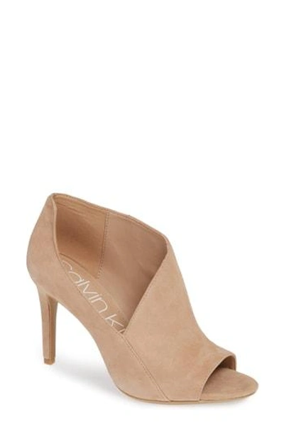 Calvin Klein Nastassia Peep Toe Pump In Desert Sand Suede | ModeSens