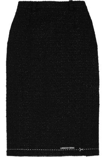Vetements Woman Metallic Bouclé-tweed Skirt Black