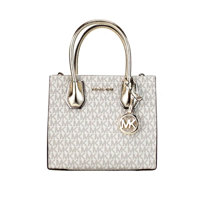 Michael Kors Mercer Medium Pale Signature Pvc Messenger Crossbody Women's Bag In Multi