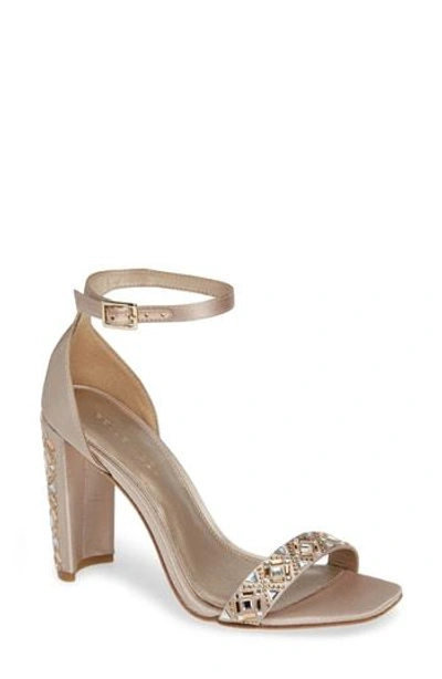 Pelle Moda Gabi Ankle Strap Sandal In Platinum Gold Fabric