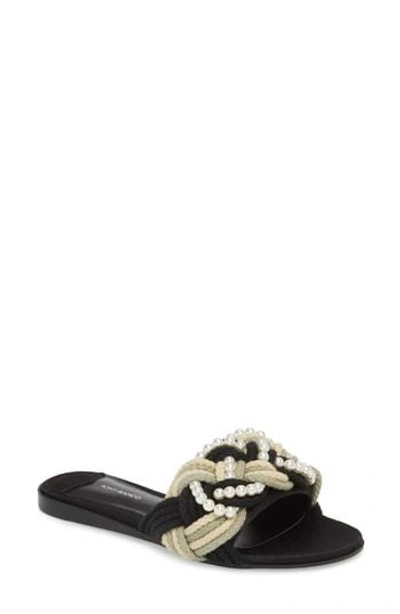 Tony Bianco Josie Slide Sandal In Rope/ Pearl Fabric