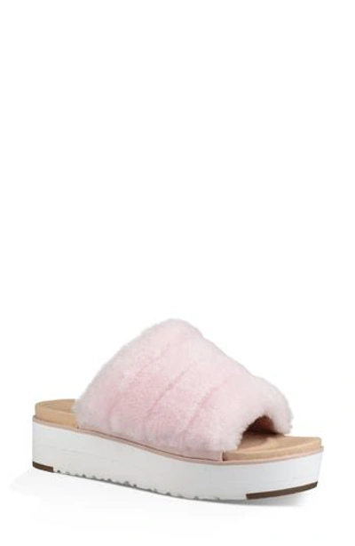 Ugg Fluff Yeah Genuine Shearling Slide Sandal In Seashell Pink