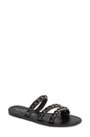 Seychelles Stress Free Embellished Slide Sandal In Black Leather