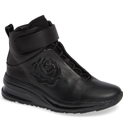 Taryn Rose Zanna Rose-embossed High-top Sneakers In Black Leather