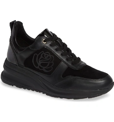 Taryn Rose Zadie Chunky-sole Leather Trainer Sneakers In Black Suede