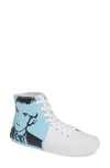 Calvin Klein Jeans Est.1978 Iconica High Top Sneaker In White/ Light Blue
