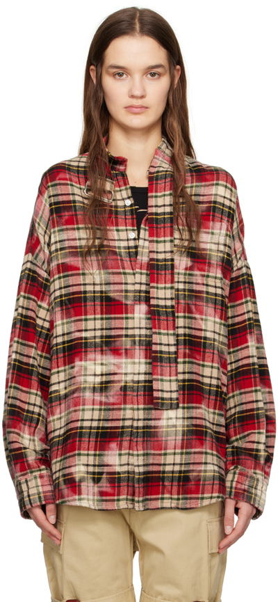 R13 Red & Green Oversized Shirt In Red/green