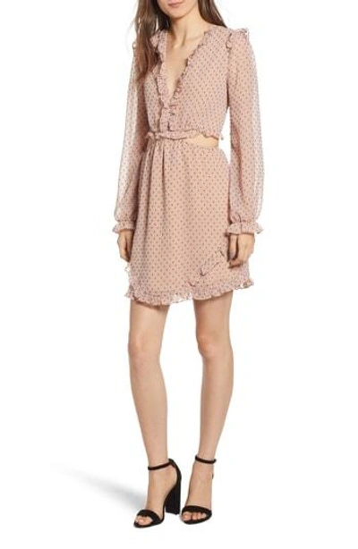 Wayf Allegria Lace-up Minidress In Blush Clip Dot