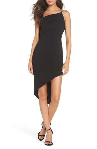Katie May One-shoulder Asymmetrical Cocktail Sheath In Black