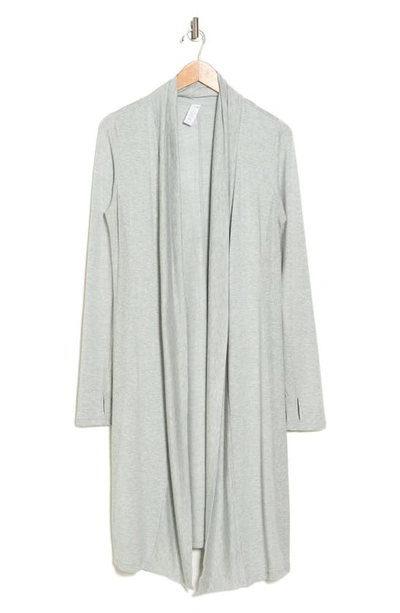 90 Degree By Reflex Icon Shawl Collar Open Front Long Cardigan In Heather Sage