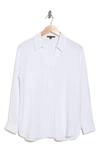 Adrianna Papell Solid Long Sleeve Button-up Shirt In White