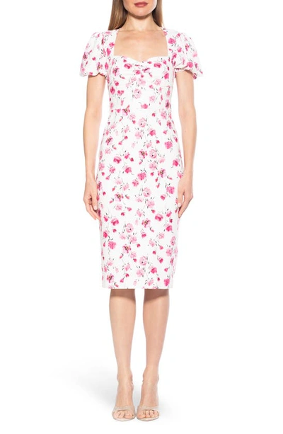 Alexia Admor Micaela Sweetheart Neck Sheath Dress In Ivory Floral