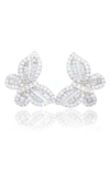 Suzy Levian Butteryfly Stud Earrings In White/ Silver