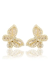 Suzy Levian Butteryfly Stud Earrings In Yellow/ Gold