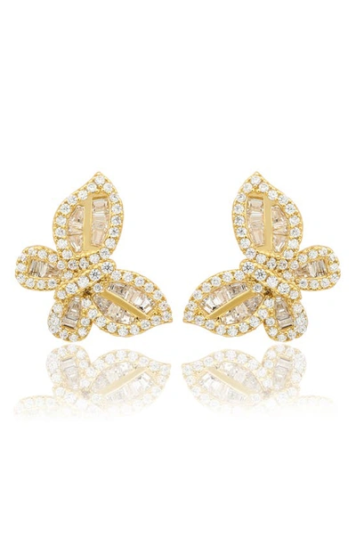 Suzy Levian Butteryfly Stud Earrings In Yellow/ Gold