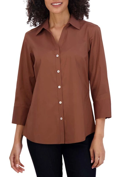 Foxcroft Mary Button-up Blouse In Macchiato