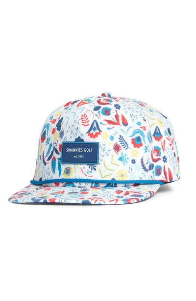 Swannies Benson Floral Baseball Cap In Blue Red