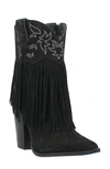 Dingo Crazy Train Fringe Zip-up Western Boot In Black