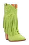 Dingo Crazy Train Fringe Zip-up Western Boot In Lime