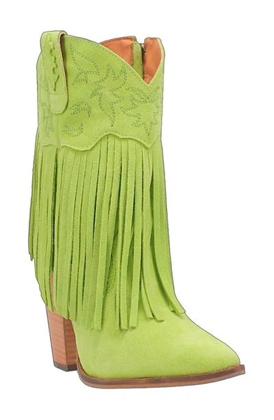 Dingo Crazy Train Fringe Zip-up Western Boot In Lime