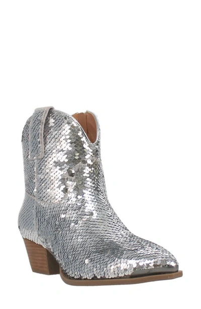 Dingo Bling Thing Sequin Western Bootie In Silver