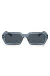 Prada 52mm Irregular Sunglasses In Transparent Blue