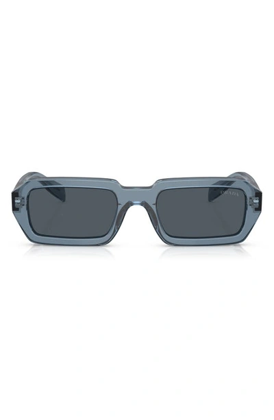 Prada 52mm Irregular Sunglasses In Transparent Blue