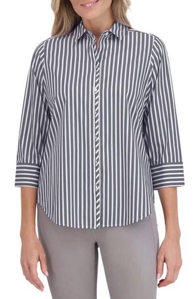 Foxcroft Charlie Stripe Button-up Shirt In Black