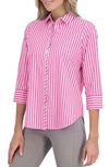 Foxcroft Charlie Stripe Button-up Shirt In Azalea