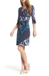 Leota Print Jersey Faux Wrap Dress In Montage