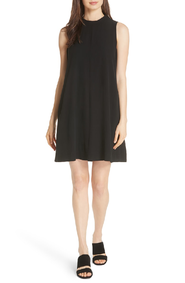 black mini shift dress