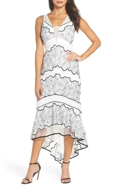 Harlyn Embroidered Lace Dress In Off White/ Black