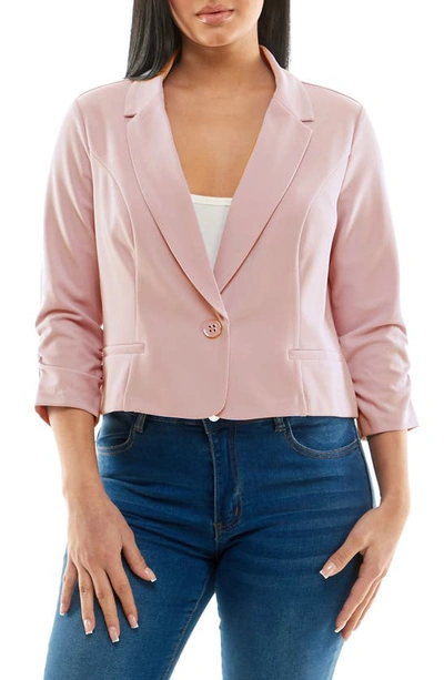 Nina Leonard Cropped Blazer In Blush