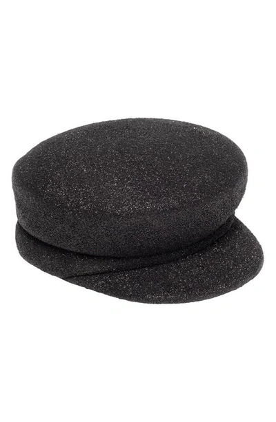 Eugenia Kim Sabrina Glitter Wool Fiddler Cap In Black