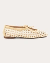 Andrea Gomez Amelia Leather Ballet Flats In Natural Raffia