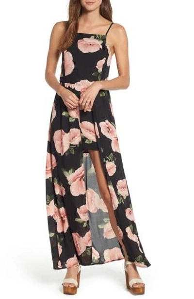 Band Of Gypsies Floral Maxi Romper In Black Floral
