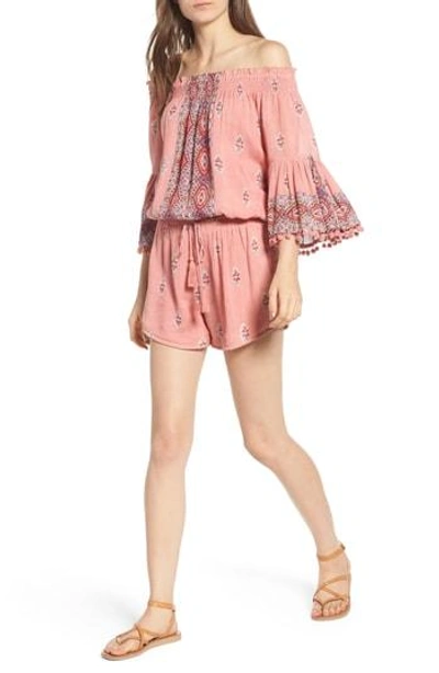 Raga Endless Love Off The Shoulder Romper In Cloud Pink