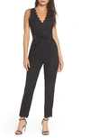 Harlyn Scallop Trim Lace Jumpsuit In Black