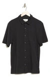 Create Unison Collar Button-down Cotton Shirt In Black
