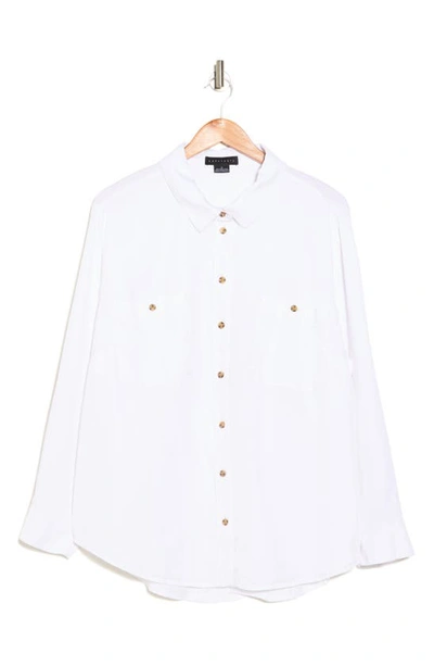 Sanctuary Long Sleeve Tencel® Lyocell Button-up Shirt In White