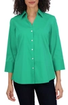 Foxcroft Mary Button-up Blouse In Kelly Green