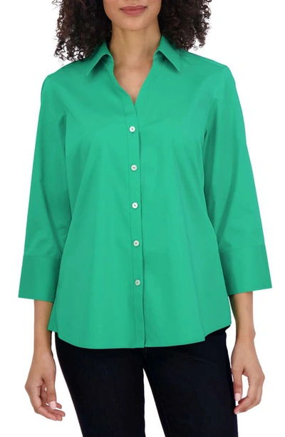 Foxcroft Mary Button-up Blouse In Kelly Green