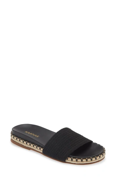 Kaanas Savaii Textured Band Pool Slide Sandal In Black