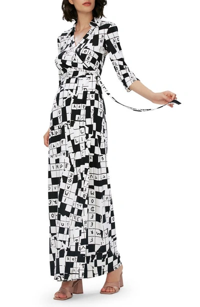 Diane Von Furstenberg Abigail Crossword Puzzle Silk Maxi Dress In Multicolor