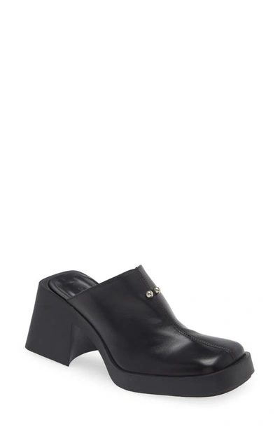 Justine Clenquet Raya Ball Block Heel Faux Leather Mule In Black